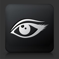 Black Square Button with Eye