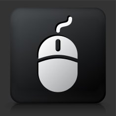 Black Square Button with Computer Mouse