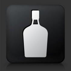 Black Square Button with Alcohol Bottle