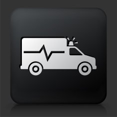 Black Square Button with Ambulance