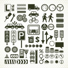 stencil road traffic infographic icons