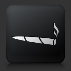 Black Square Button with Marijuana Icon