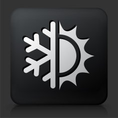 Black Square Button with Hot & Cold
