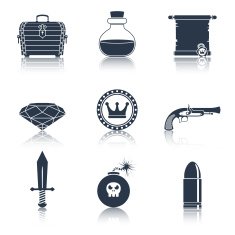 Game resources icons black
