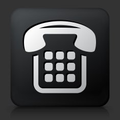 Black Square Button with Telephone Icon