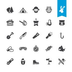 Forest survival related icons