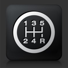 Black Square Button with Stick Shift