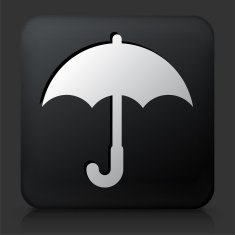 Black Square Button with Umbrella Icon