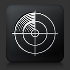 Black Square Button with Radar Screen Icon