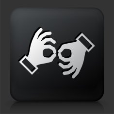 Black Square Button with Sign Language