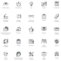 Manufacturing and distribution icon set