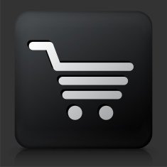 Black Square Button with Shopping Cart