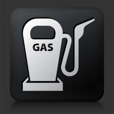 Black Square Button with Gas Pump