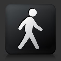 Black Square Button with Walking Icon