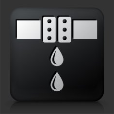 Black Square Button with Pipes Leaking