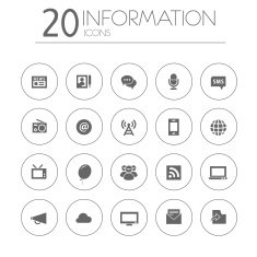 Simple thin information icons collection on white background