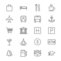 Map and location thin icons N2