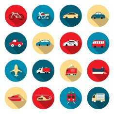 Transport color Icons waterways overland air