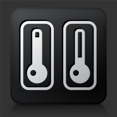 Black Square Button with Two Thermometers