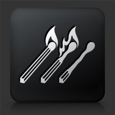 Black Square Button with Matches Icon