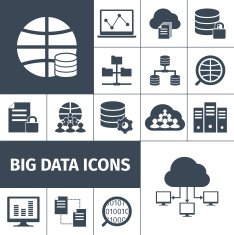 Big data icons black