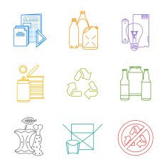 colored groups outline various garbage separate collection