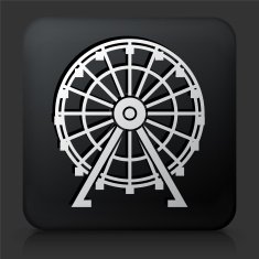 Black Square Button with Ferris Wheel Icon