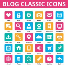 Blog classic icons Vector icons set N2
