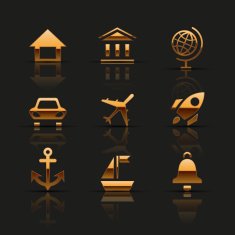 Golden web icons set N4