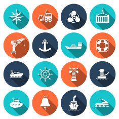 Sea port icons set N2