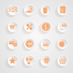 button shadows Shopping Icon Set