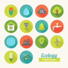 Set of round flat ecological icons