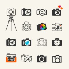 Photo camera icons set for web and infographics