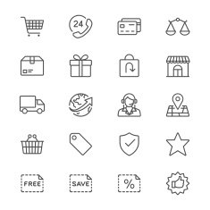E-commerce thin icons