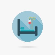 hospital bed Flat style Icon with long shadows