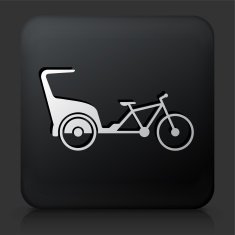 Black Square Button with Rickshaw Bike