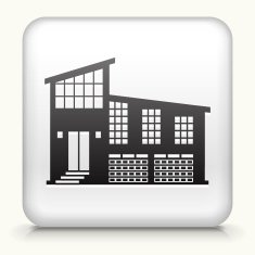 White Square Button with Building Icon