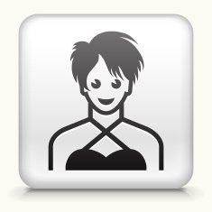 White Square Button with Female Face Icon