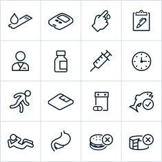 Black Diabetes Icons - Line Style