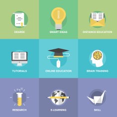 Online education flat icons set N2