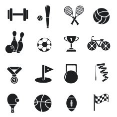 Set of sports equipment icons sticker