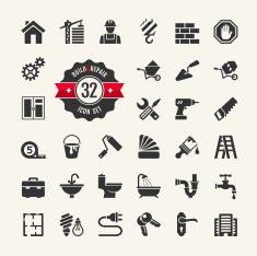 Web icon set - building construction and home repair tools