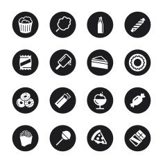 Junk Food Icons - Black Circle Series