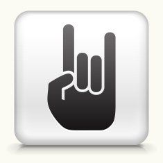 Square Button with Rock and Roll Hand