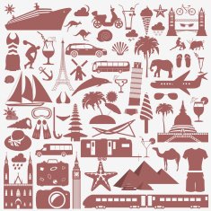 Travel Vacations Beach resort set icons Elements for creating