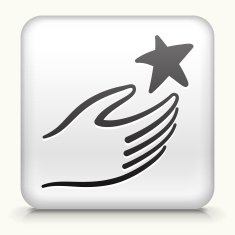 Square Button with Hand Holding Star