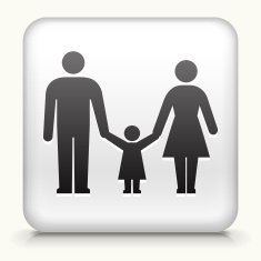Square Button with Parents and Daughter N2