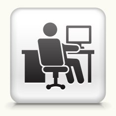 Square Button with Working at Desk