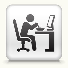 Square Button with Working at Desk N2
