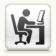 Square Button with Working at Desk N3
